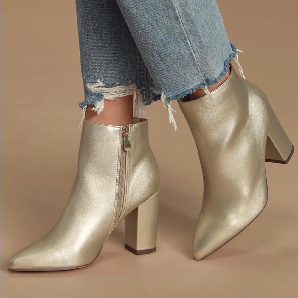 Women’s light gold booties